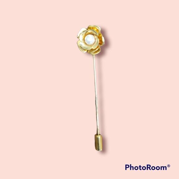 Vintage Faux Pearl Floral Lapel Pin - Picture 1 of 2